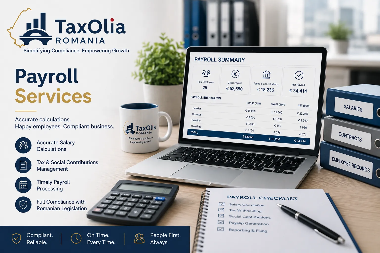 Payroll services in Romania and tax compliance services